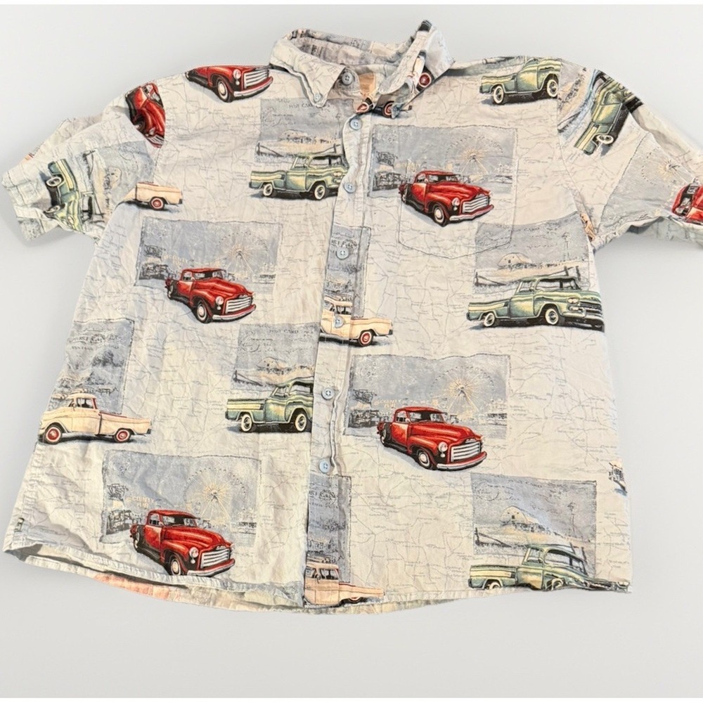 North River Vintage‎ Car Print Button Up Shirt Mens Large Cotton Retro
